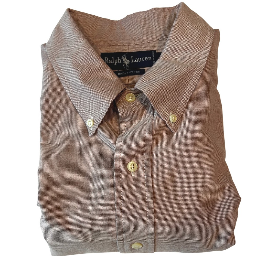 Ralph Lauren Men's Long‎ Sleeve Oxford Dress Shirt 17 1/2 34 Cotton Mauve Pink